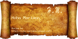 Hohn Mariann névjegykártya